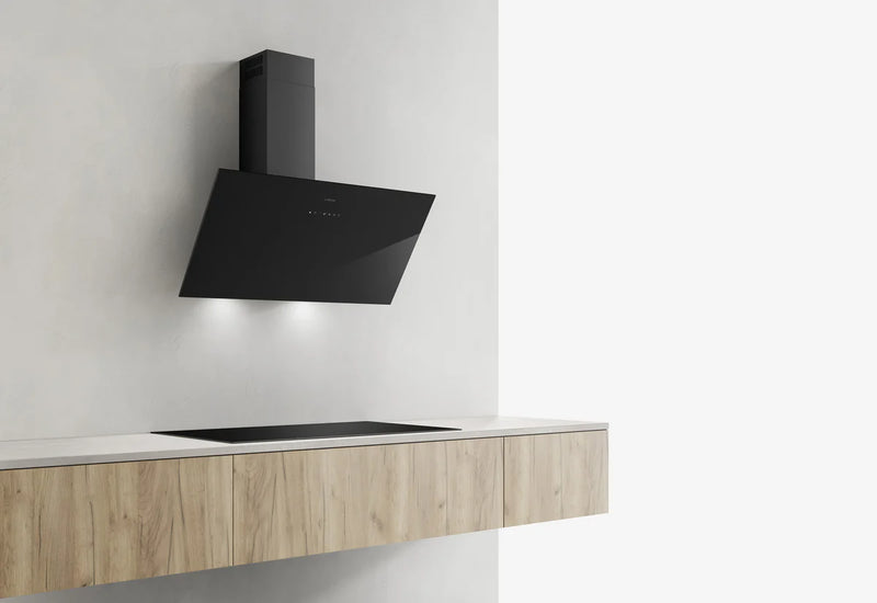Airforc CLIO 60cm Vertical Inclined Cooker Hood with Touch control Black Glass Finish