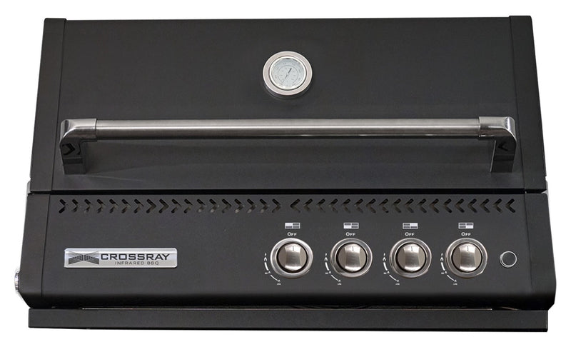 GrandPro Outdoor Kitchen with Black CrossRay 4 Burner BBQ, - 2.8m