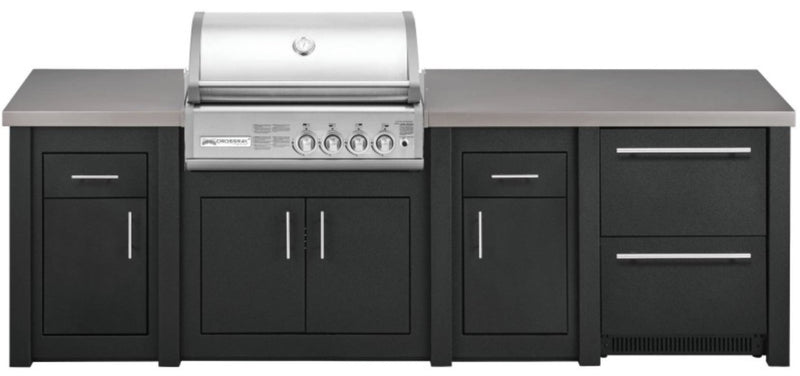 Grandpro by Stoll Aluminum Outdoor Kitchen Graphite Crossray, and Double Drawer Fridge | 3M