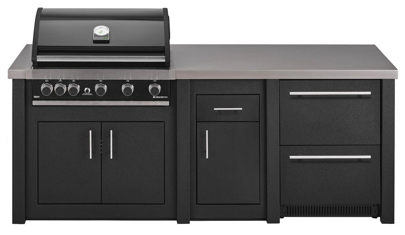 Grandpro by Stoll Aluminum Outdoor Kitchen Graphite GrandPro and Double Drawer Fridge | 2.3M