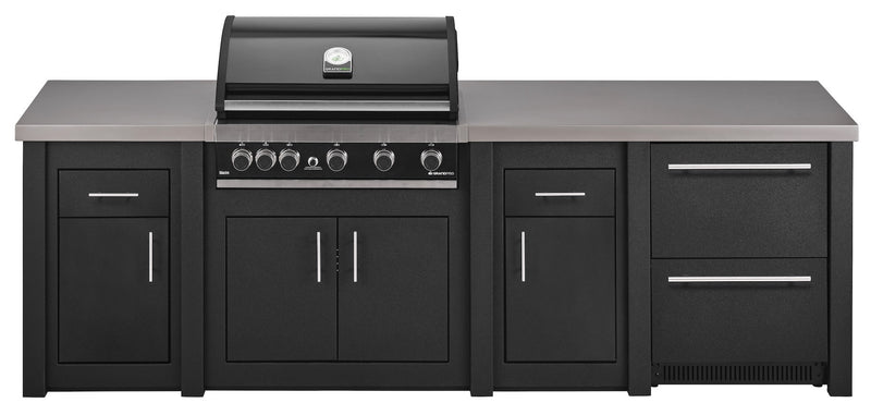 Grandpro by Stoll Aluminum Outdoor Kitchen GrandPro, Green Egg, and Double Drawer Fridge