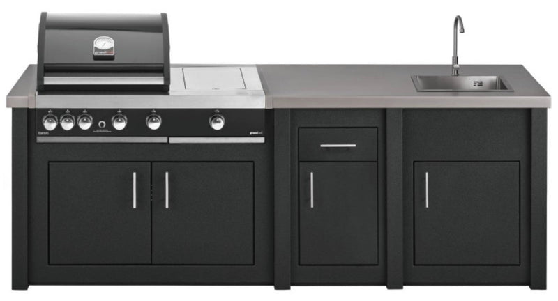 Grandpro by Stoll Aluminum Outdoor Kitchen Graphite Premium Plus, and Sink | 2.6M