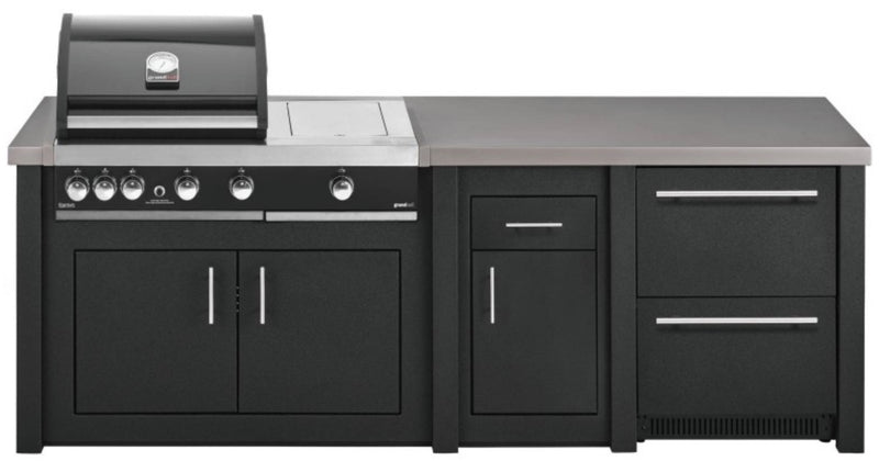 Grandpro by Stoll Aluminum Outdoor Kitchen Graphite Premium Plus and Double Drawer Fridge | 2.6M