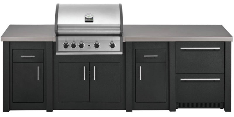 Grandpro by Stoll Aluminum Outdoor Kitchen Graphite Pro Elite, and Double Drawer Fridge | 3M