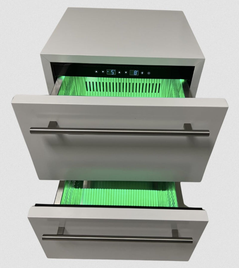 Grandpro by Stoll Aluminum Outdoor Kitchen Pro Elite, Green Egg, and Double Drawer Fridge | 3M