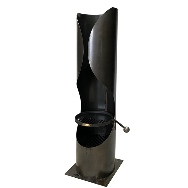 Curve Chiminea with Swing Arm BBQ Rack