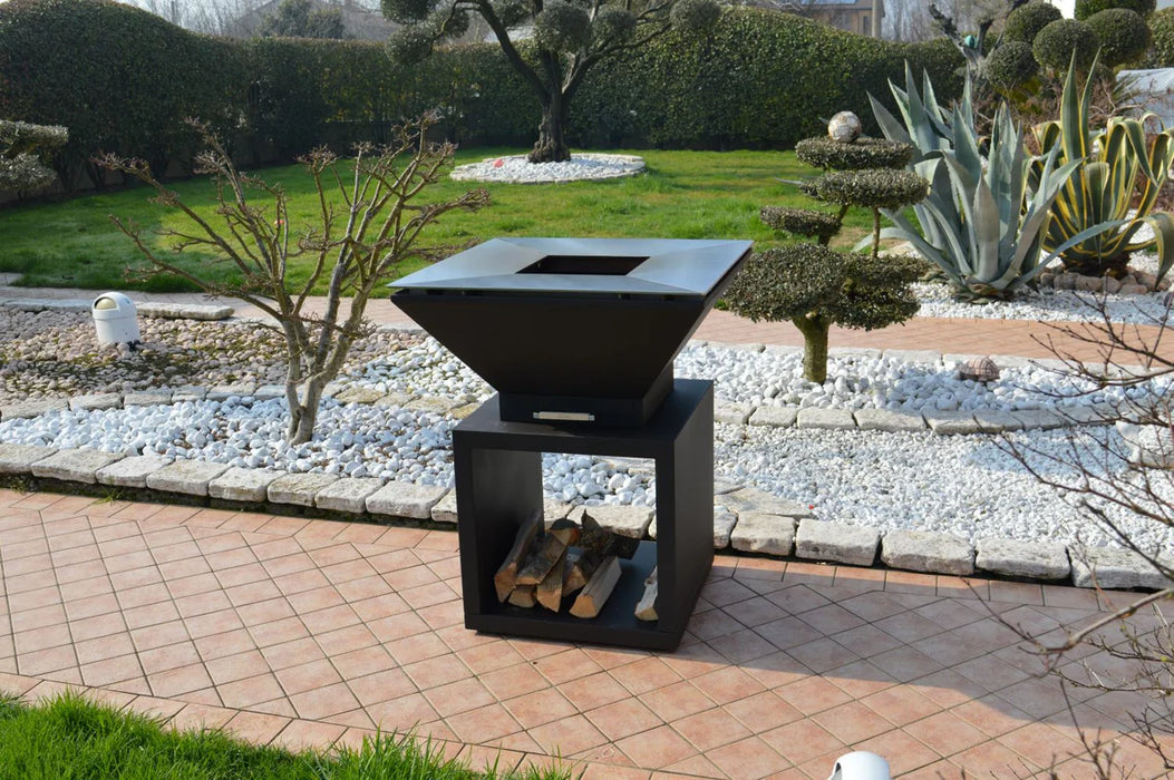 Oveneat OFP-WV-00000R BBQ Tower with wood storage includes cover,cooking grill & grilled plate