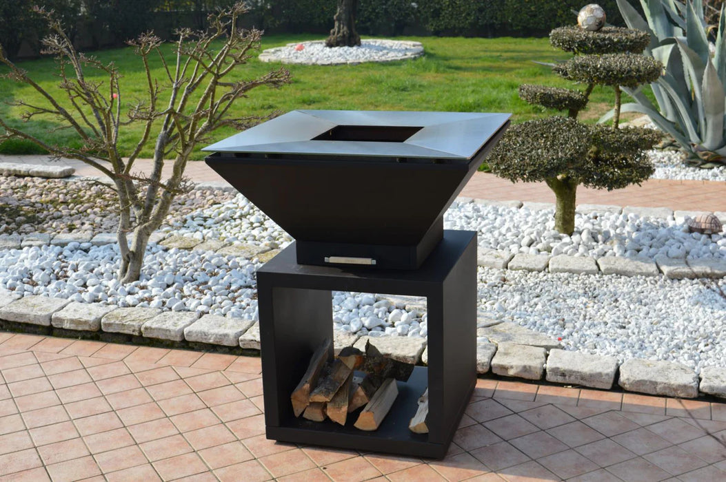 Oveneat OFP-WV-00000R BBQ Tower with wood storage includes cover,cooking grill & grilled plate