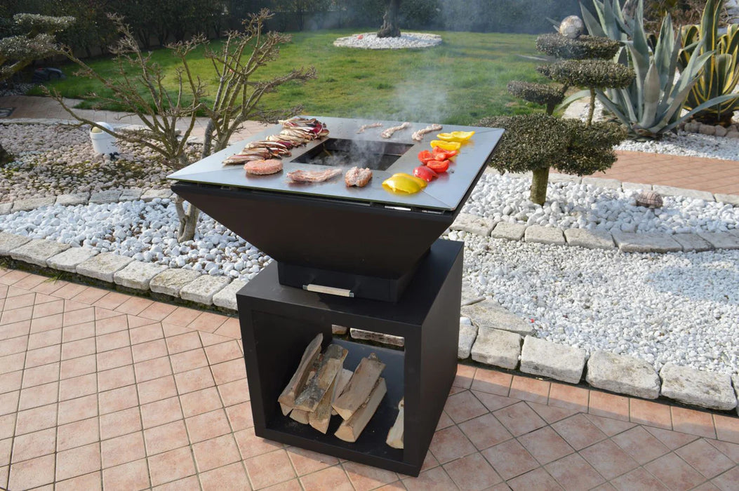 Oveneat OFP-WV-00000R BBQ Tower with wood storage includes cover,cooking grill & grilled plate