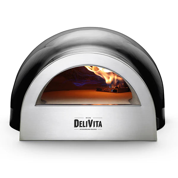 DeliVita Eco Wood & Gas Fired Oven - Very Black + Regulator & Hose