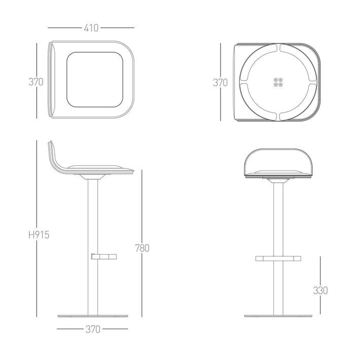 Bar Stool DAVE Height Adjustable anthracite /anthracite x2