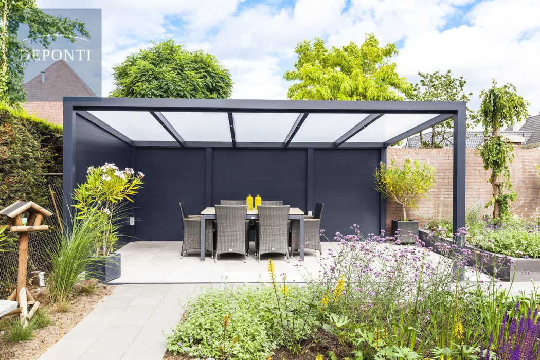 Ribolla Detached Terrace Canopy Black - 606x250