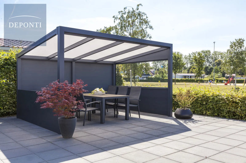 Ribolla Detached Terrace Canopy Black - 606x250