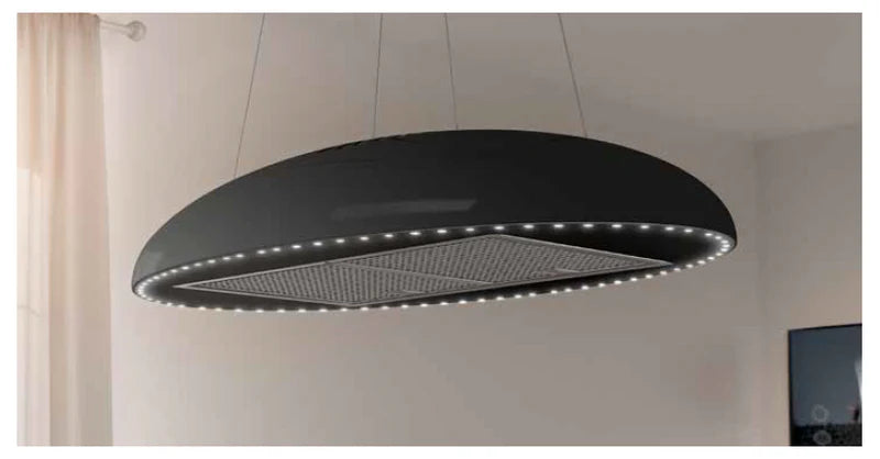 Airforce Eclipse 90cm Island Cooker Hood In Black Finish with LED lighting Surround