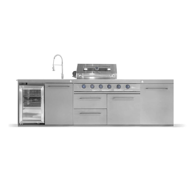 Goriller Outdoor Kitchen Empire | 8-Burner Gas Grill, Fridge, Sink & WorkStation | 2.8m