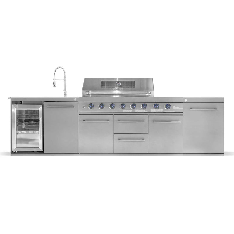 Goriller Outdoor Kitchen Empire | 8-Burner Gas Grill, Fridge, Sink & WorkStation | 3m