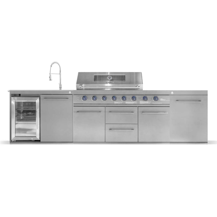 Goriller Outdoor Kitchen Empire | 8-Burner Gas Grill, Fridge, Sink & WorkStation | 3m