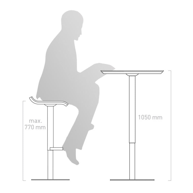 Bar Stool ED Height-adjustable  white / walnut / stainless steel x2