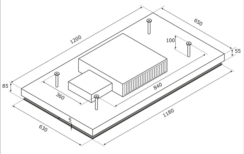 Airforce F139 F Restyled 120 Ceiling Mounted Recirculating Cooker Hood In Black Finish