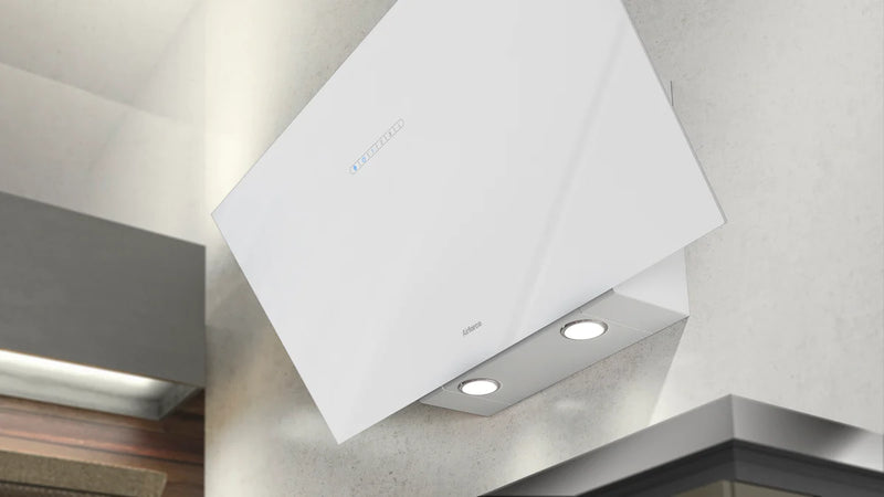 Airforce F203 60cm Automatic Angled Wall Mounted Cooker Hood - White Glass