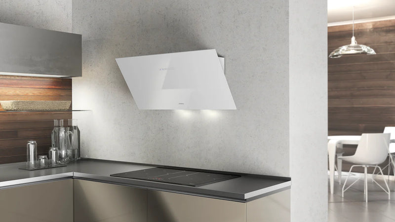 Airforce F203 60cm Automatic Angled Wall Mounted Cooker Hood - White Glass
