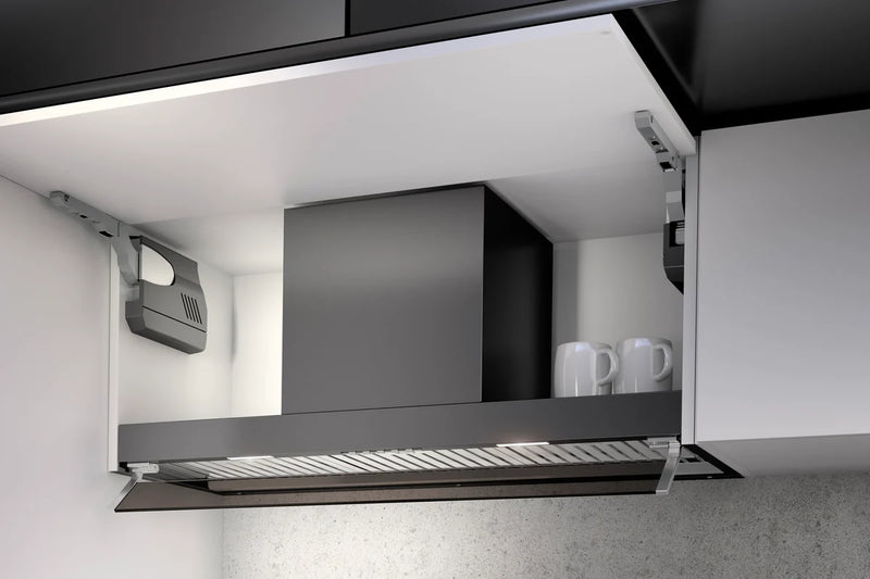 Airforce F300 90cm Built In Cooker Hood with Smoked Glass Visor, Touch Button controls in Satin Black finish