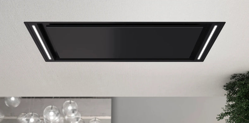Airforce Silhouette Easy Up 100cm Ceiling Mounted Cooker hood with Flat Motor - Black Steel Finish