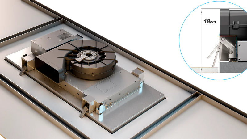 Airforce Silhouette 100cm Ceiling Mounted Cooker hood with Flat Motor- Stainless Steel Finish