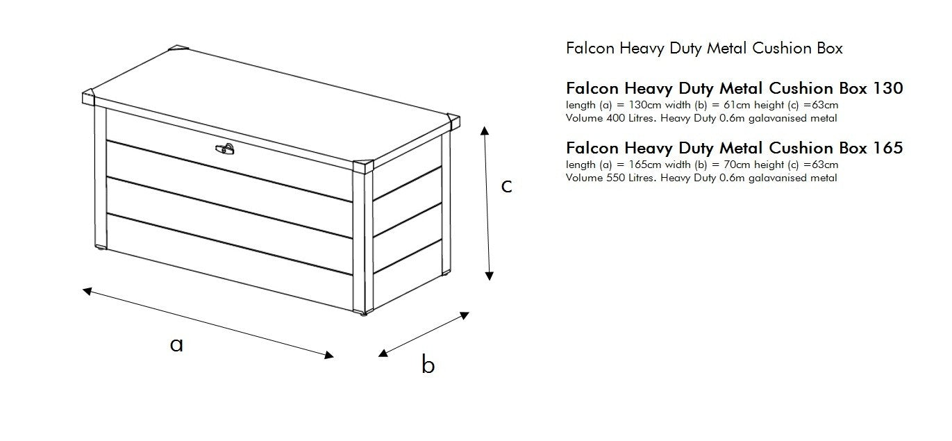 Falcon Heavy Duty Metal Cushion Storage Box 130 – PB-BA2