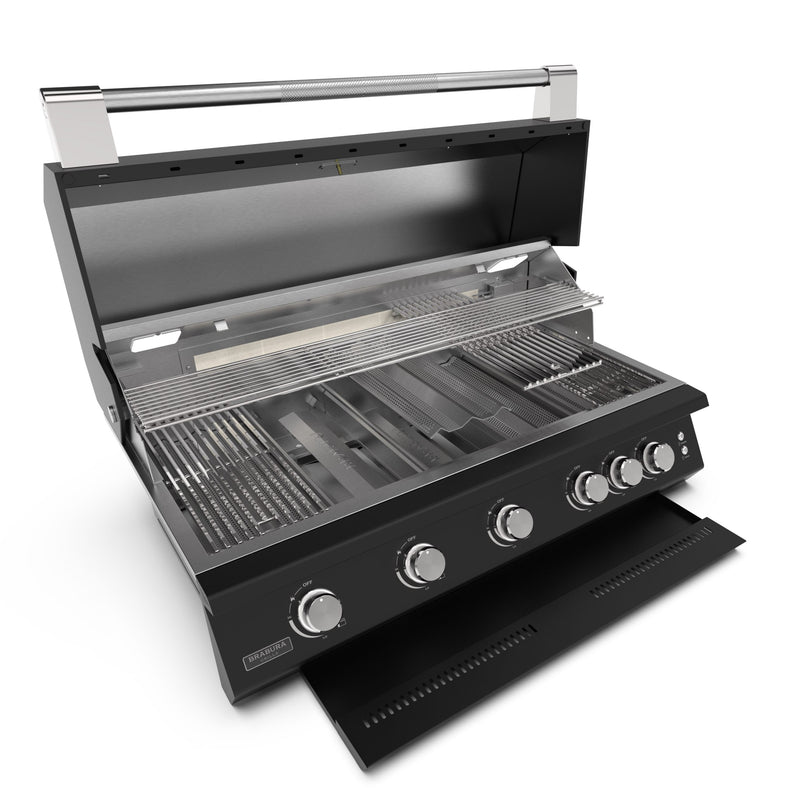 Brabura Fusion 500 Matte Black Built-In Gas BBQ Built in