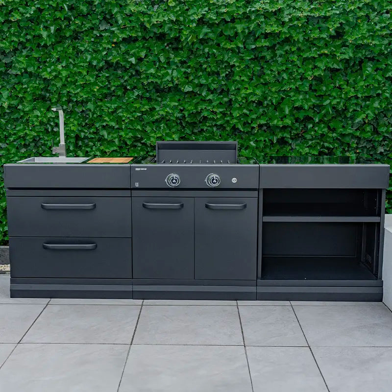 GRLLR Outdoor Kitchen Sink Stove and Open shelve | Full length 2.4M