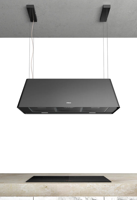 Airforce Gaia XXL 100cm Island cooker hood with touch control integra ready in Satin Black finish