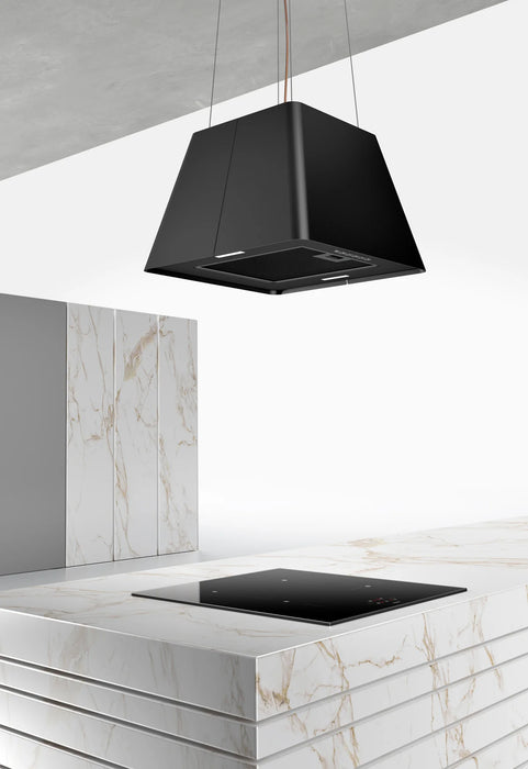 Airforce Gaia 45cm Island Cooker hood with soft touch control in black satin finish