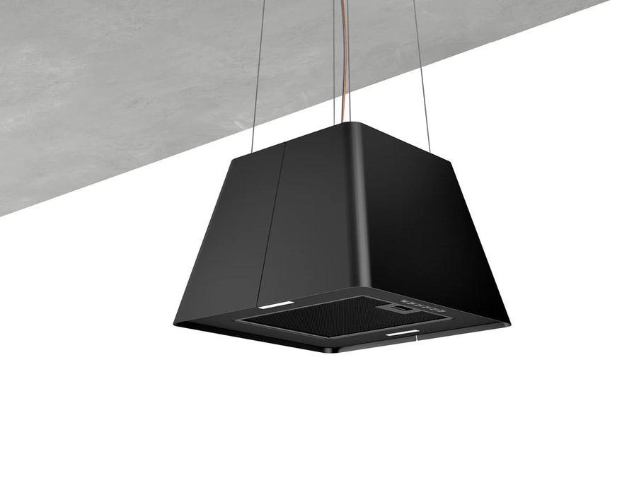 Airforce Gaia 45cm Island Cooker hood with soft touch control in black satin finish