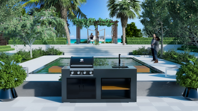 Grillandia Outdoor Kitchen Grandhall Maxim 4 Burner, Sink and Weather Cover - 2M