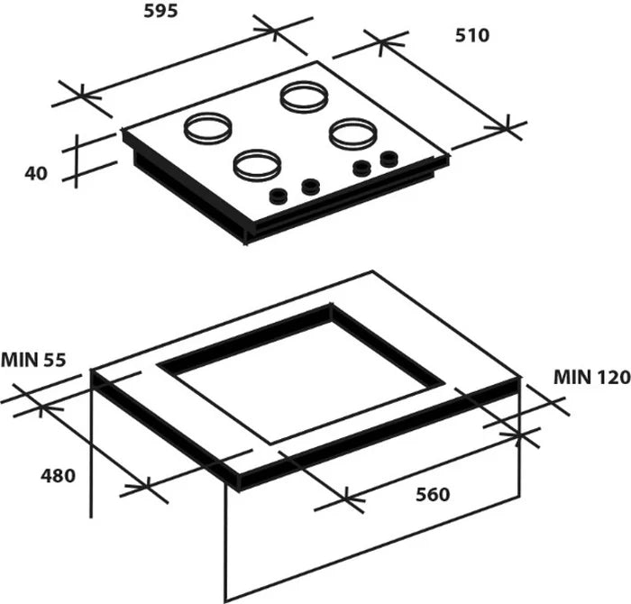 Haier HAHG6D5XH Series 6 60cm 4 Zone Gas Hob Stainless Steel