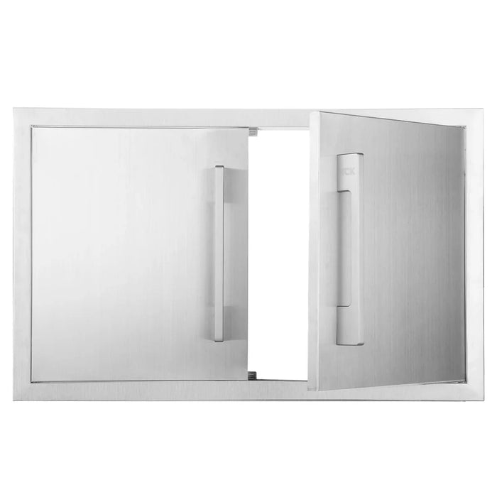 The Alpha Forge Outdoor Kitchen Plancha Grill, Sink, Bar and Fridge Unit | 273cm x 220cm Light Oak