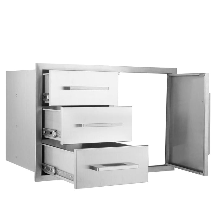 Solid Triple access drawer and single access door combo