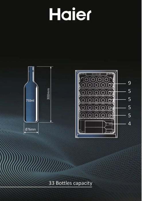 Haier HWS33GG 50cm Series 3 33 Bottle Capacity freestanding Wine Cooler