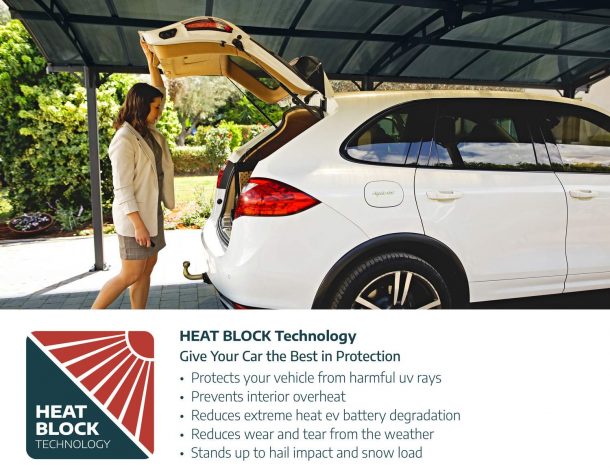 Alpine 12' x 42' Extra High Carport - Grey Aluminium & Twin-wall Polycarbonate Roof Panels