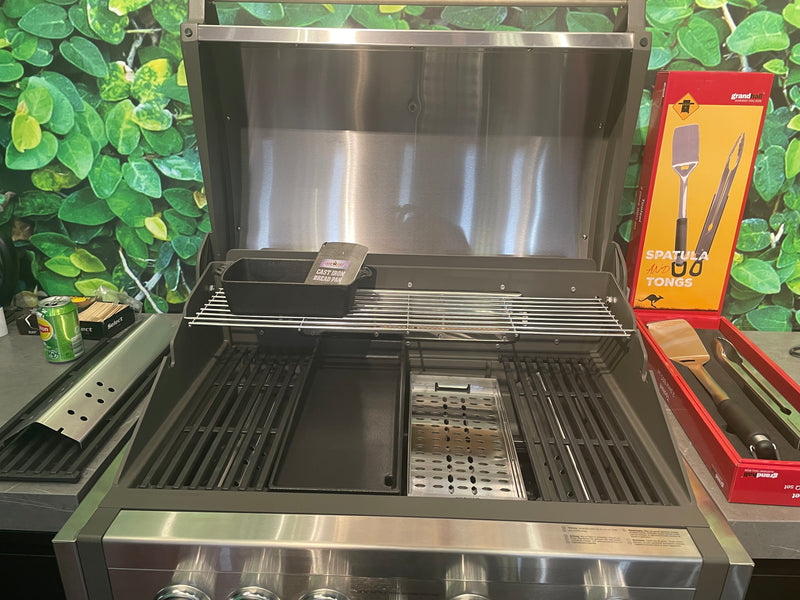 GrandPro Outdoor Kitchen Elite Pro 4 Burner BBQ, Fridge and Sink - 2.7m