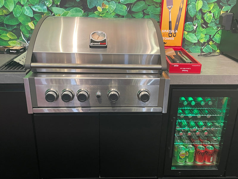 GrandPro Outdoor Kitchen with Elite Pro 4 Burner BBQ, Fridge, Sink and WaterFall - 3.4m