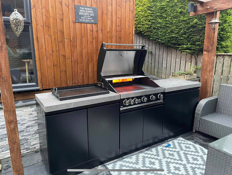 GrandPro Outdoor Kitchen with 5 Burner BBQ, and Fridge - 2.6m