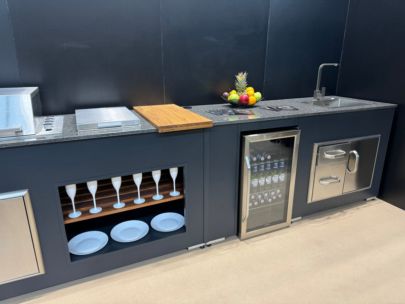 Grillandia Outdoor Kitchen with Beefeater 6 Burner, Fridge, Sink and Weather Cover