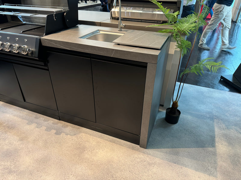 GrandPro Outdoor Kitchen with 5 Burner BBQ, Fridge, Sink and WaterFall - 2.8m