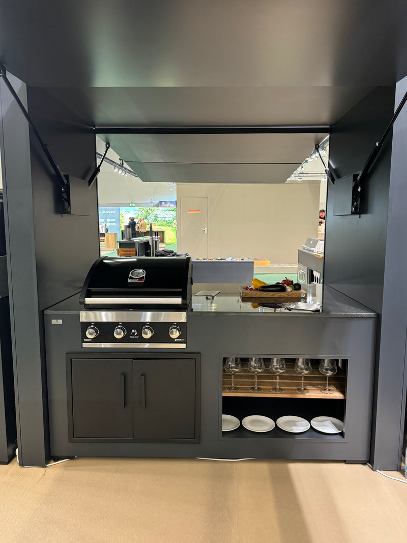 Grillandia Outdoor Kitchen Cabana Pod with Two Doors GrandHall 4 Burner - 2.4m