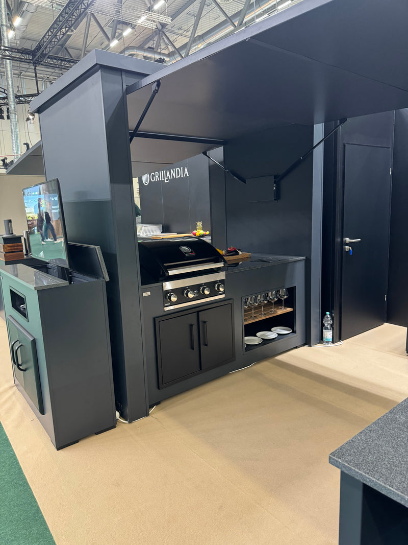 Grillandia Outdoor Kitchen Cabana Pod with Two Doors GrandHall 4 Burner - 2.4m