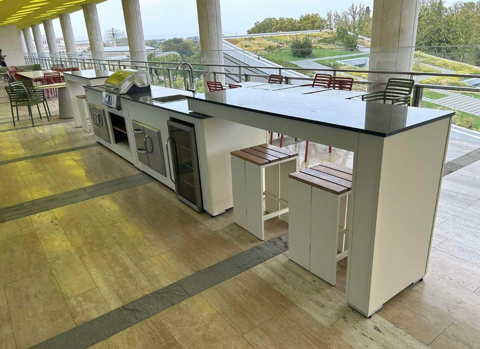 Grillandia White Outdoor Kitchen with Double Turning Table 6M