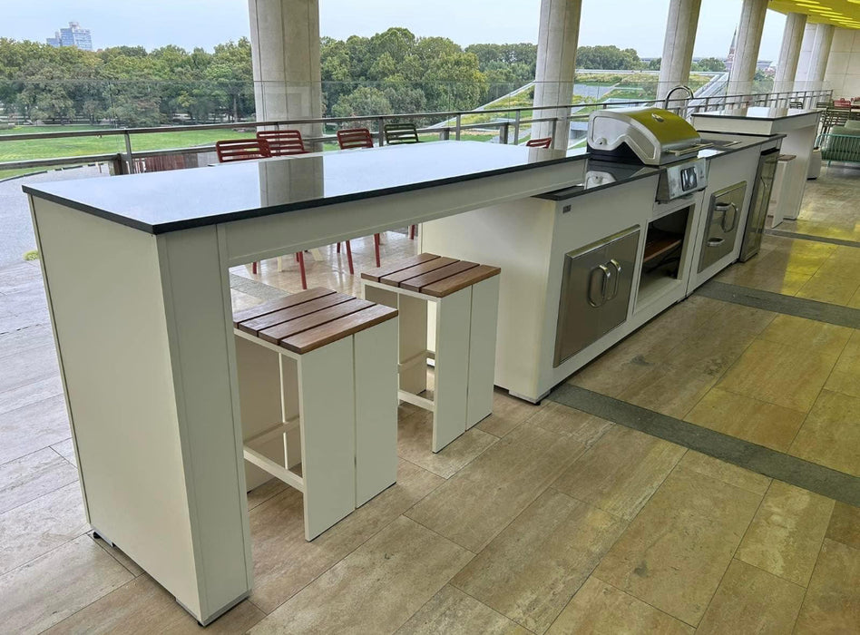 Grillandia White Outdoor Kitchen with Double Turning Table 6M