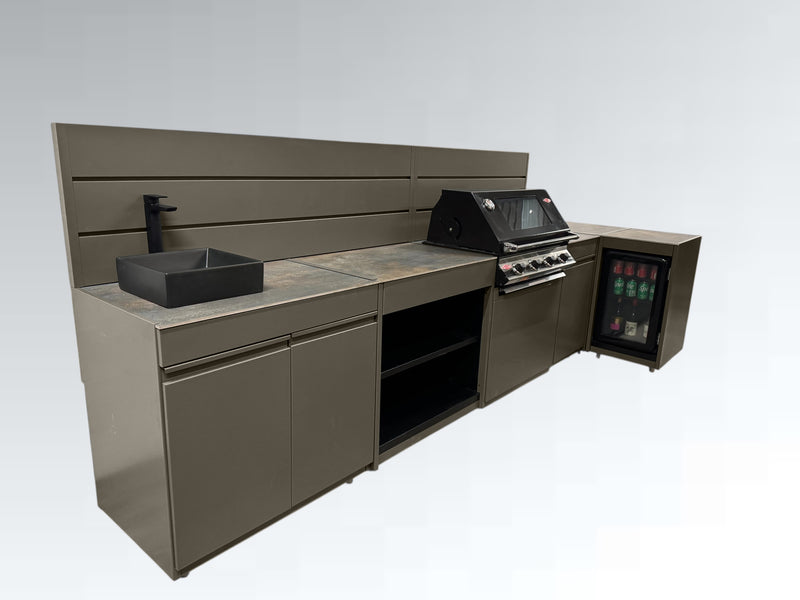 Vision Outdoor Kitchen L Shape Beefeater 4 Burner, Fridge and Sink